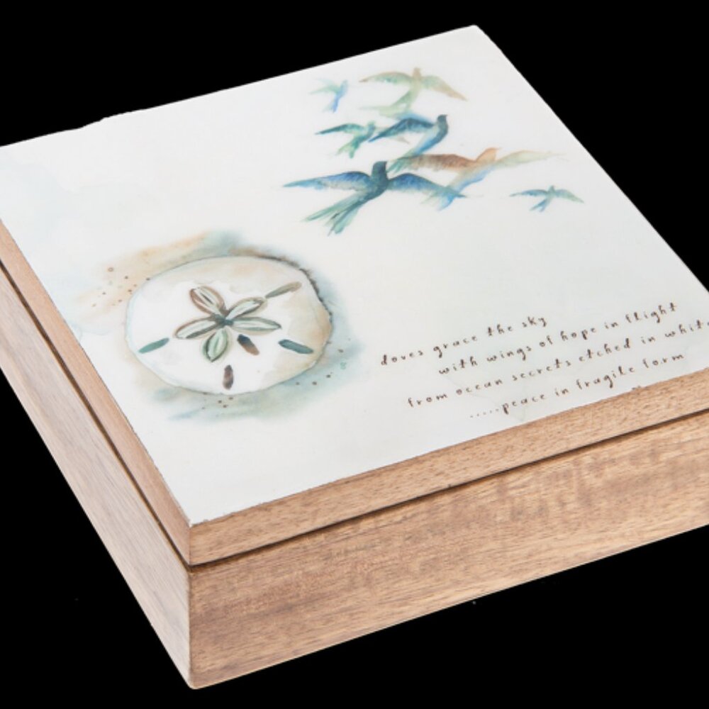 Sand Dollar & Birds Coastal Keepsake Box 🐦